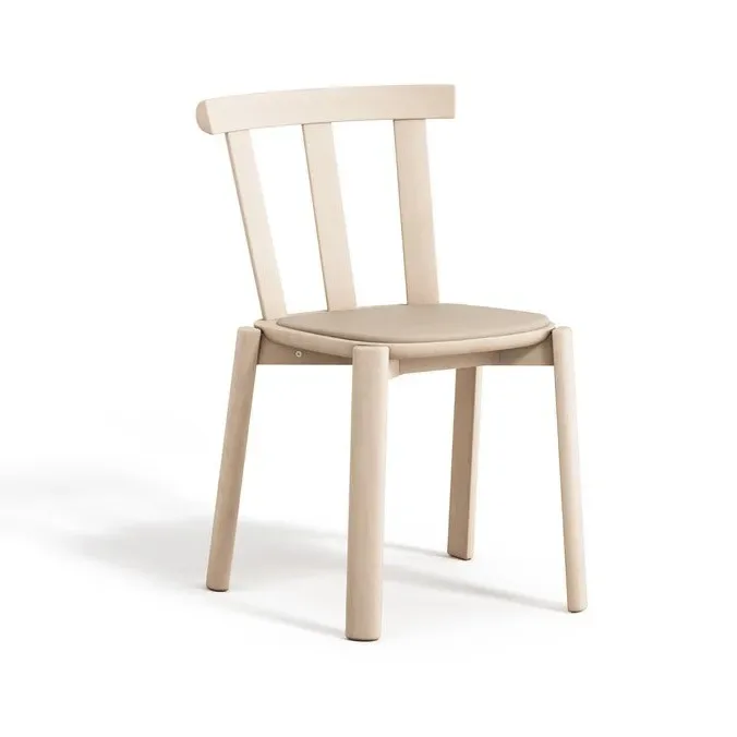 Alt Stuhl mit gepolstertem Sitz Birke Hallingdal 65-200 beige-Leichter mattlackiert by Stolab – product photo