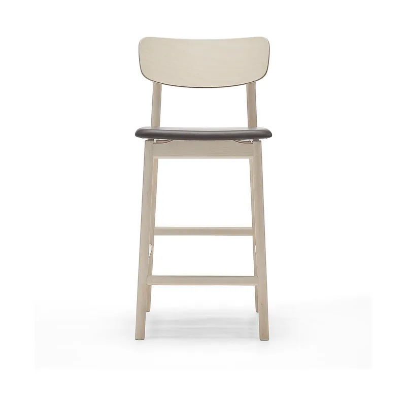 Prima Vista Barstuhl Leder Elmosoft Dunkelbraun, hell lackiertes Birkenholzgestell, 65 cm von Stolab – Produktfoto