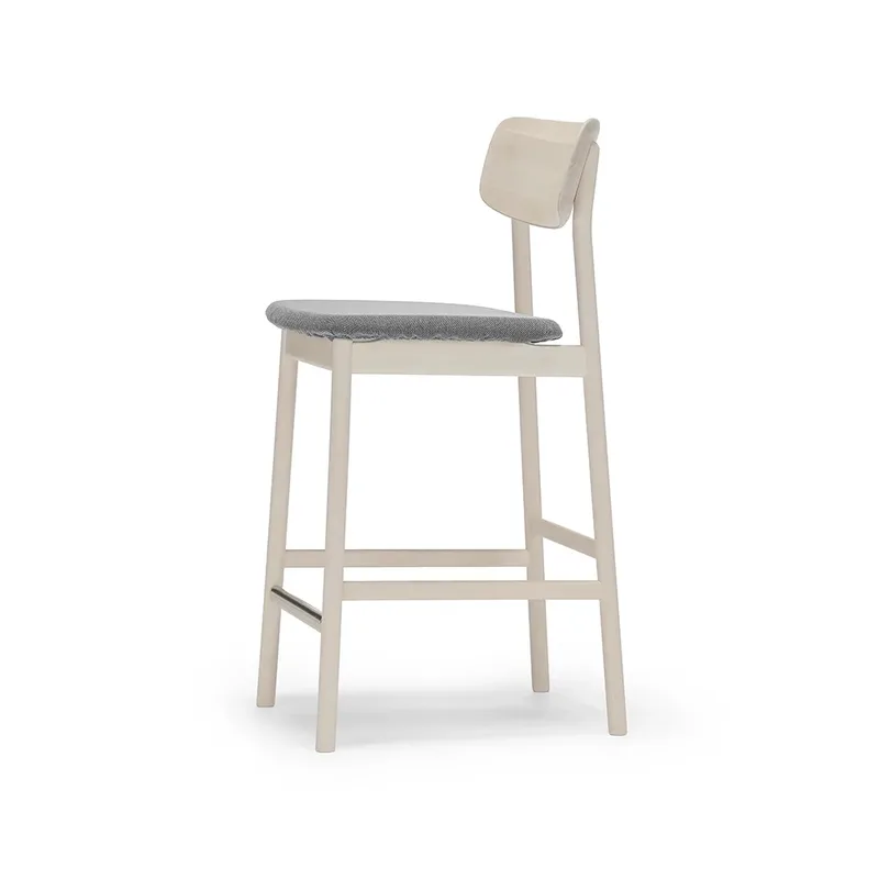 Prima Vista Barstuhl Stoff blues 9202 braun/beige, birkenholzgestell weiß geölt von Stolab – Produktfoto