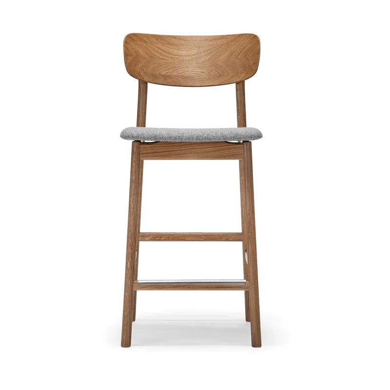 Prima Vista Barstuhl Stoff blues 9202 Braun/beige, Eichenholzgestell natürlich geölt von Stolab – Produktfoto