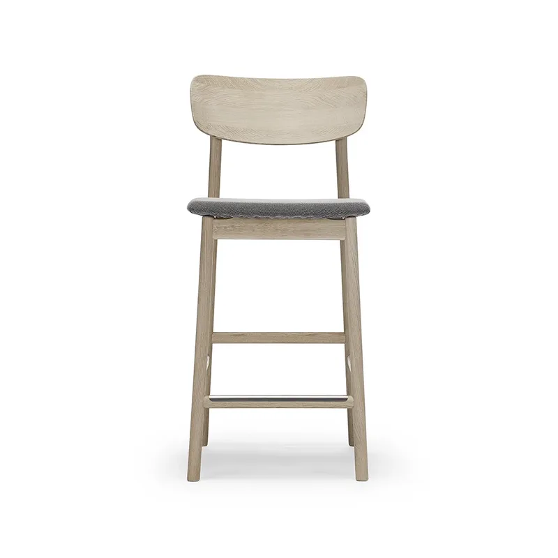 Prima Vista Barstuhl Stoff blues 9202 Braun/beige, Eichenholzgestell weiß geölt von Stolab – Produktfoto
