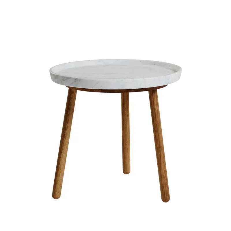 Tureen Wetttisch Marmor Weiß, ø52cm, Eichenholzbeine natürlich geölt von Stolab – Produktfoto