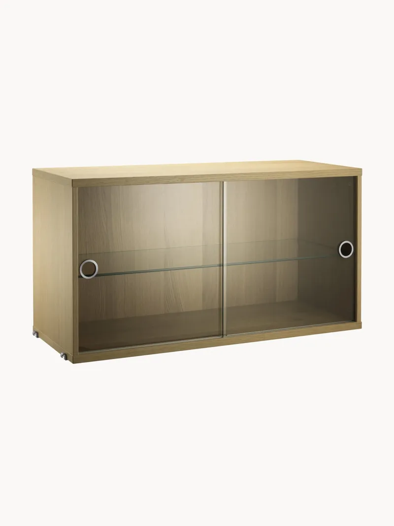 Displaykast String System met draaideuren van glas, B 78 x D 30 cm by String Furniture – product photo