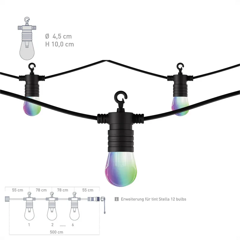 LED lichtketting tint Stella Extension uitbreiding van tint in Zwart – productfoto