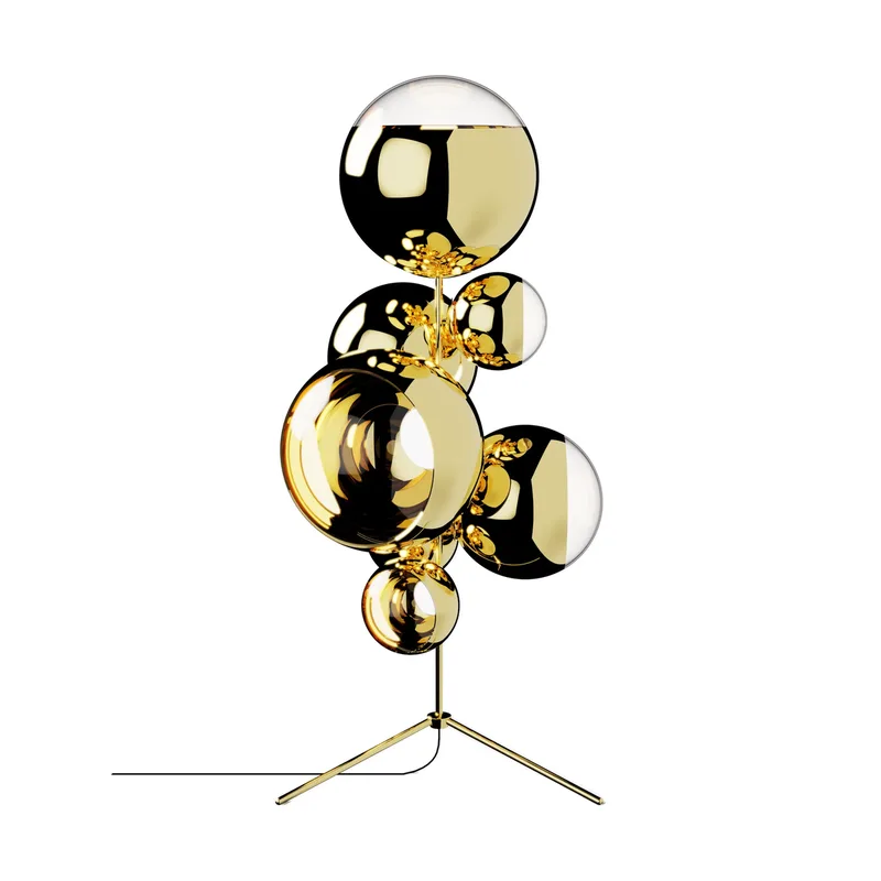 Mirror Ball chandelier Stehleuchte LED 181 cm Gold von Tom Dixon – Produktfoto