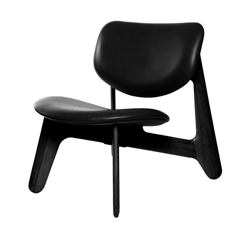 Slab Loungesessel gepolsterter Sitz Black ash-black leather von Tom Dixon – Produktfoto