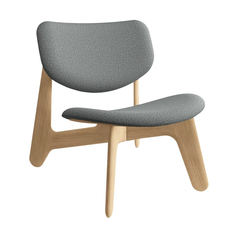 Slab Loungesessel gepolsterter Sitz Natural brushed oak-Hallingdal 0130 mid grey von Tom Dixon – Produktfoto
