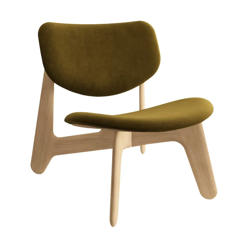 Slab Loungesessel gepolsterter Sitz Natural brushed oak-Royal 0162 CMHR Khaki von Tom Dixon – Produktfoto