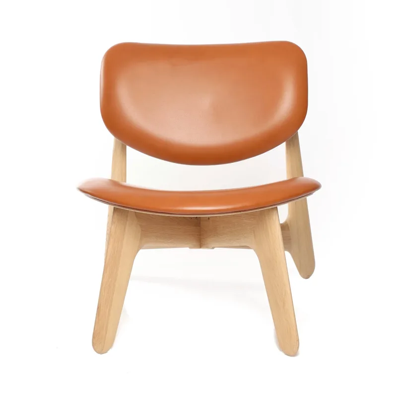 Slab Loungesessel gepolsterter Sitz Natural oak-cognac leather von Tom Dixon – Produktfoto