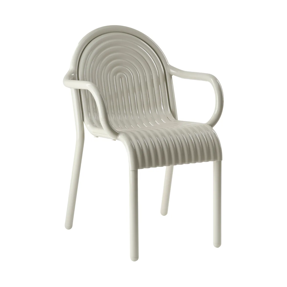 Stapelbarer Sessel Groove - Beige - Aluminium - Designer Tom Dixon de Tom Dixon – photo du produit