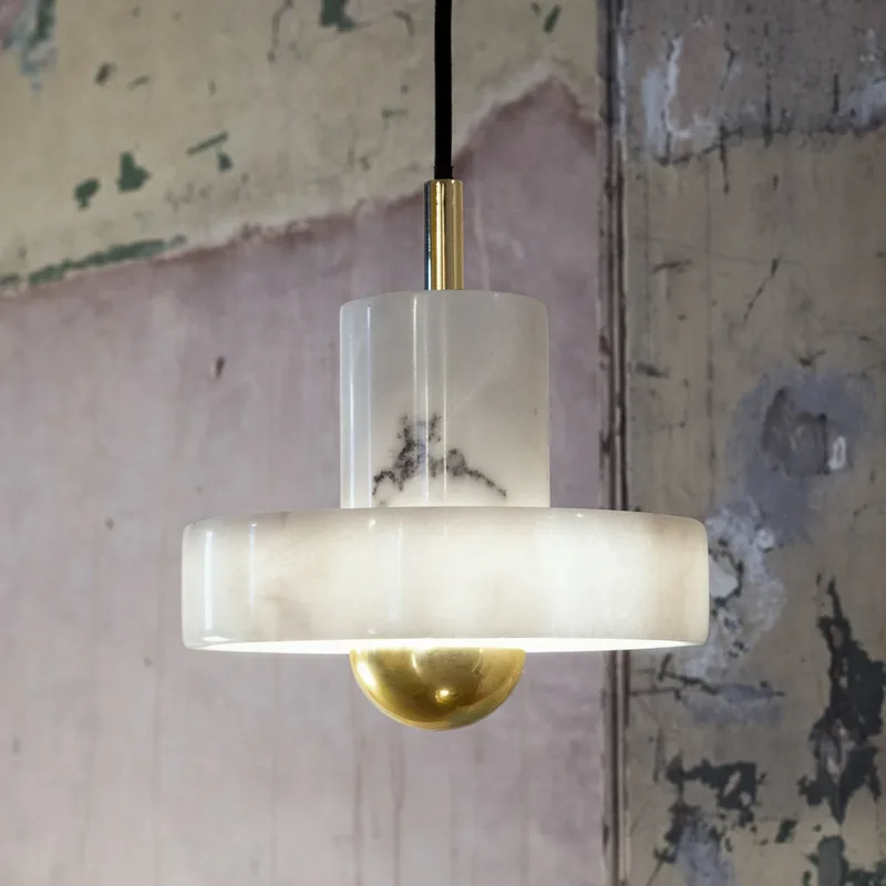 Stone hanglamp wit/goud - Tom Dixon - Woonkamer - Designer - Marmer - Met lampenkap de Tom Dixon – photo du produit