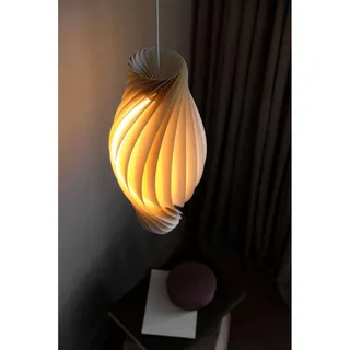 hanglamp nr. 111, 43 cm hoog, berkenhout, E14 van Tom Rossau in Licht hout – productfoto 2 van 5