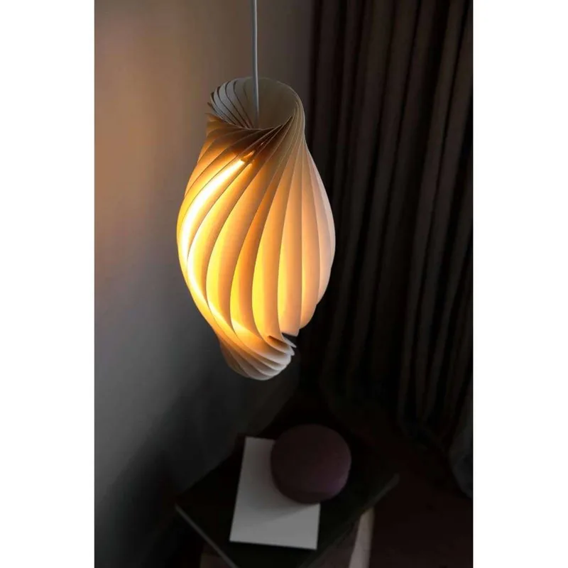 hanglamp nr. 111, 43 cm hoog, berkenhout, E14 van Tom Rossau in Licht hout – productfoto 2 van 5