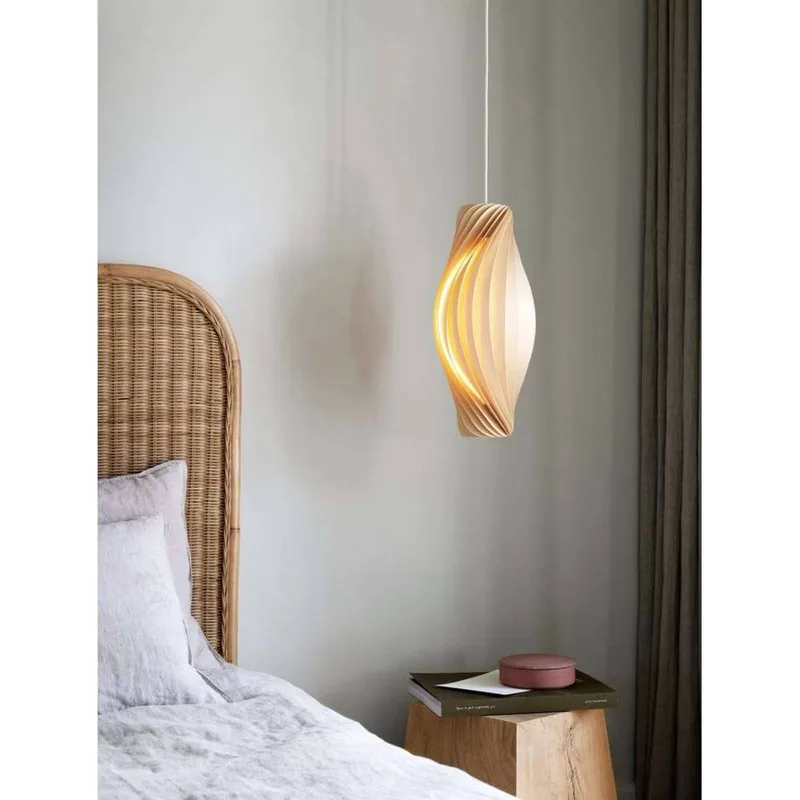 hanglamp nr. 111, 43 cm hoog, berkenhout, E14 van Tom Rossau in Licht hout – productfoto 5 van 5