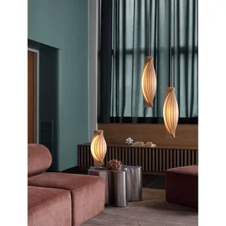 hanglamp nr. 111, 72 cm hoog, berkenhout, E14 by Tom Rossau in Licht hout – product photo 4 of 5
