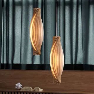 hanglamp nr. 111, 72 cm hoog, berkenhout, E14 by Tom Rossau in Licht hout – product photo 5 of 5