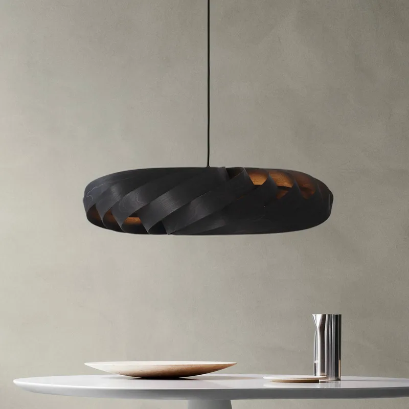 hanglamp TR5, Ø 80 cm, berkenhout by Tom Rossau in Black – product photo