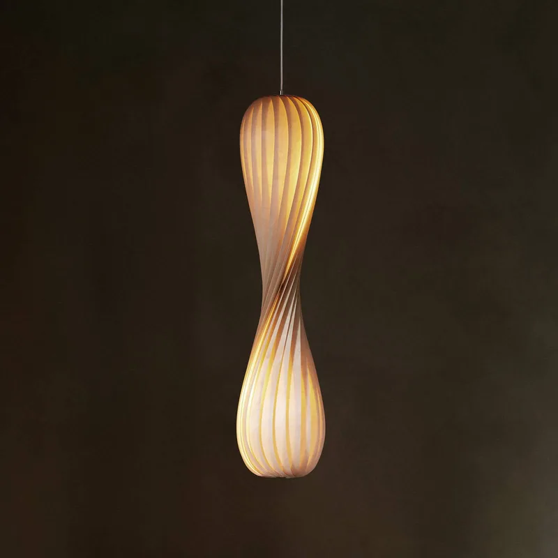 hanglamp TR7, berkenhout, 112 cm hoog, E27 von Tom Rossau in Berk – Produktfoto