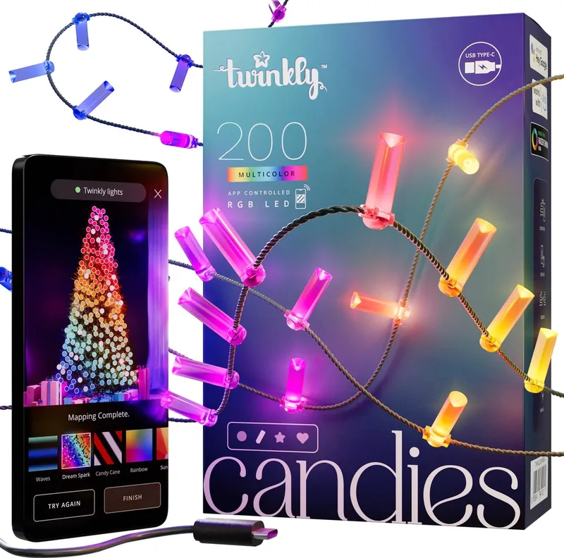 Candies Lichtsnoer - Kaars - Verlichtingsdecoratie - 200 RGB LED’s - 6 meter - Groene draad by Twinkly – product photo