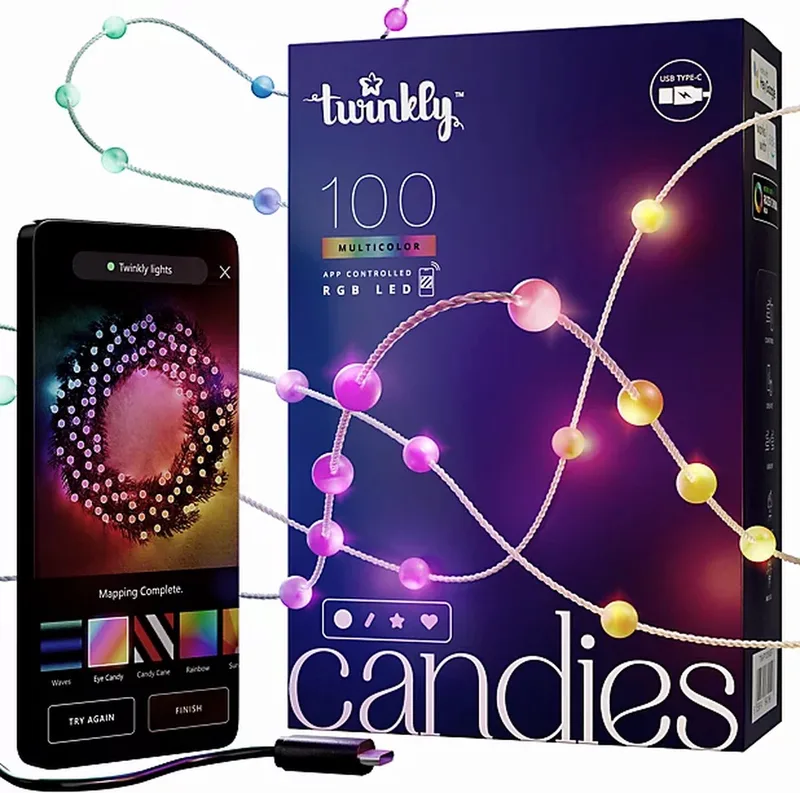 Candies Lichtsnoer - Pearl - RGB - Verlichtingsdecoratie - 100 RGB LED’s - 6 meter - Transparant de Twinkly – photo du produit