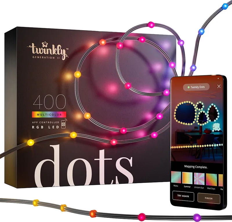 Dots Flexibele LED Lichtsnoer - 20M - 400 RGB Licht - Gaming - Binnen & Buiten - Wifi - Werkt met Homekit, Google Home en Razer Chroma - Zwart by Twinkly – product photo