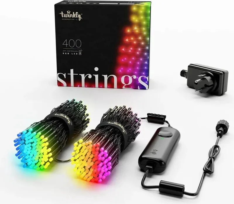 Strings Lichtsnoer - 32M - LED - 400LED RGB - Dimbaar - Binnen & Buiten - Bluetooth of Wifi - Werkt met Homekit, Homey, Google Home en Razer Chroma - Zwart by Twinkly – product photo