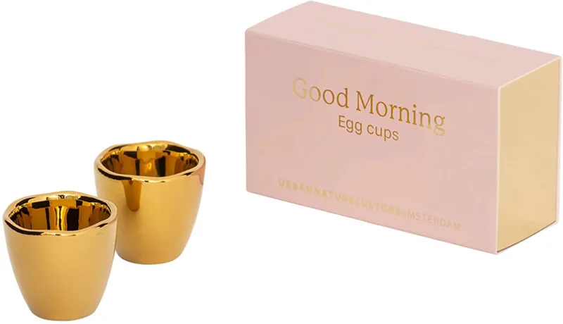 Good Morning eierdop set van 2 in cadeauverpakking - 5x5cm by Urban Nature Culture in Gold – product photo