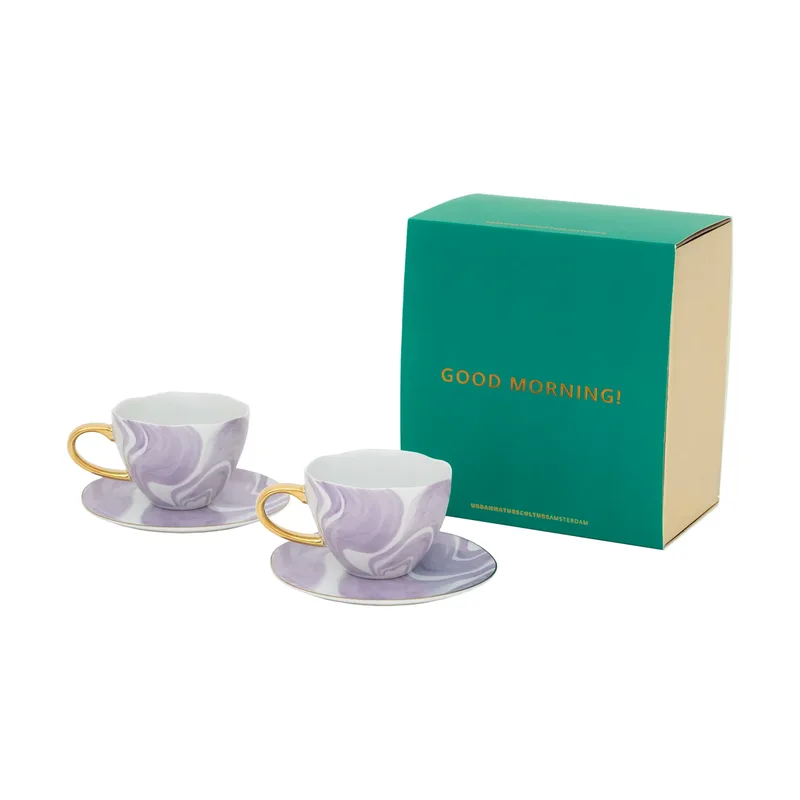 Good Morning Geschenkset Cappuccino Tasse & Untertasse 2er-Pack Valuri violet von Urban Nature Culture – Produktfoto