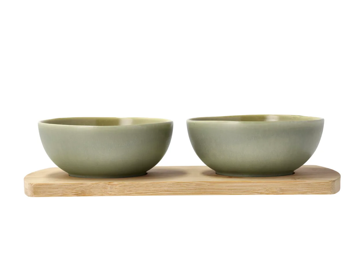 Bambusbakke med 2 skåle Shoku 28,5x13 cm Pure Green fra Villa Collection – produktbillede