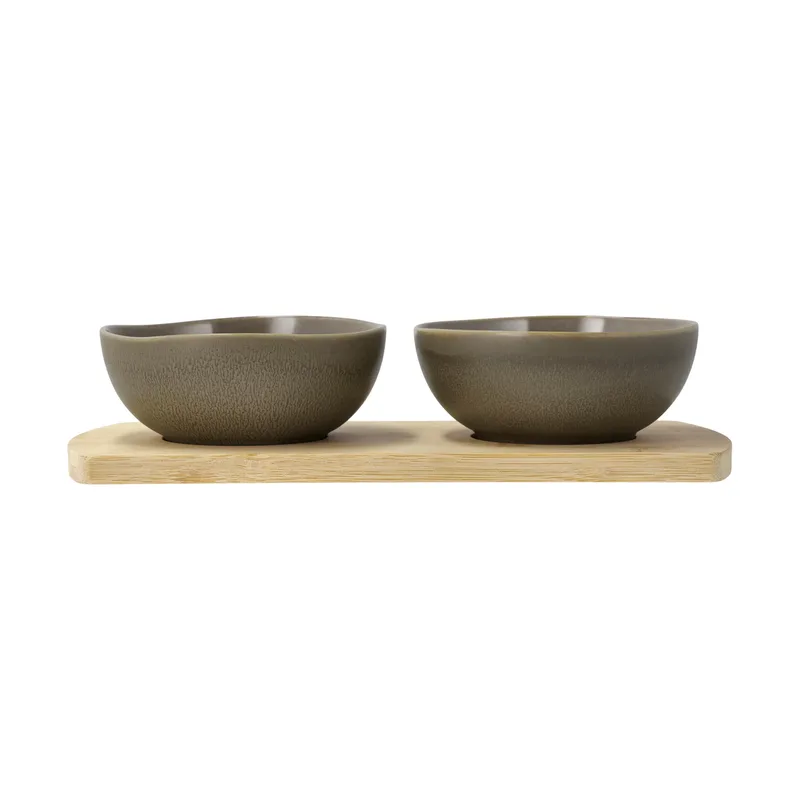 Shoku Bambustablett mit 2 Schalen Warm Brown von Villa Collection – Produktfoto