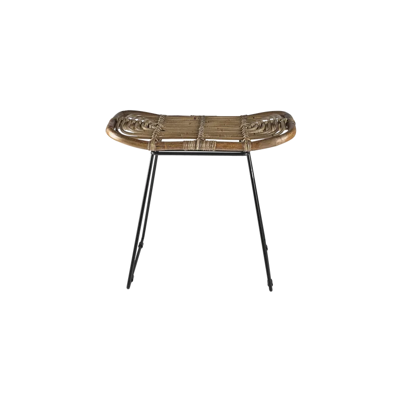 Sokna Hocker, rechteckig – natürliches Rattan und schwarzes Metall (53 x 33) für Wohnzimmer by Villa Collection – product photo