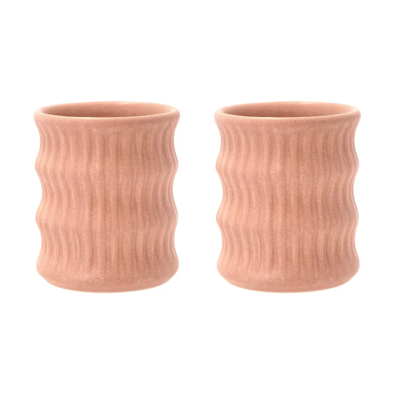 Styles Becher mit geriffeltem Muster 30 cl 2er-Pack Rosa von Villa Collection – Produktfoto