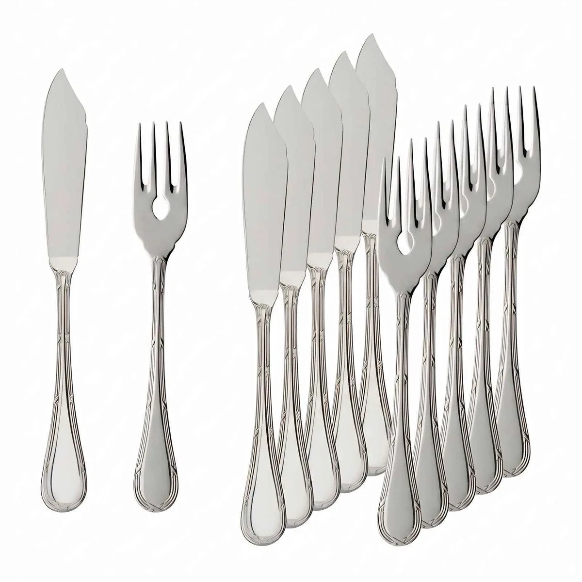 Fischbesteck Kreuzband Septfontaines Set van 6 de Villeroy & Boch en Argent – photo du produit