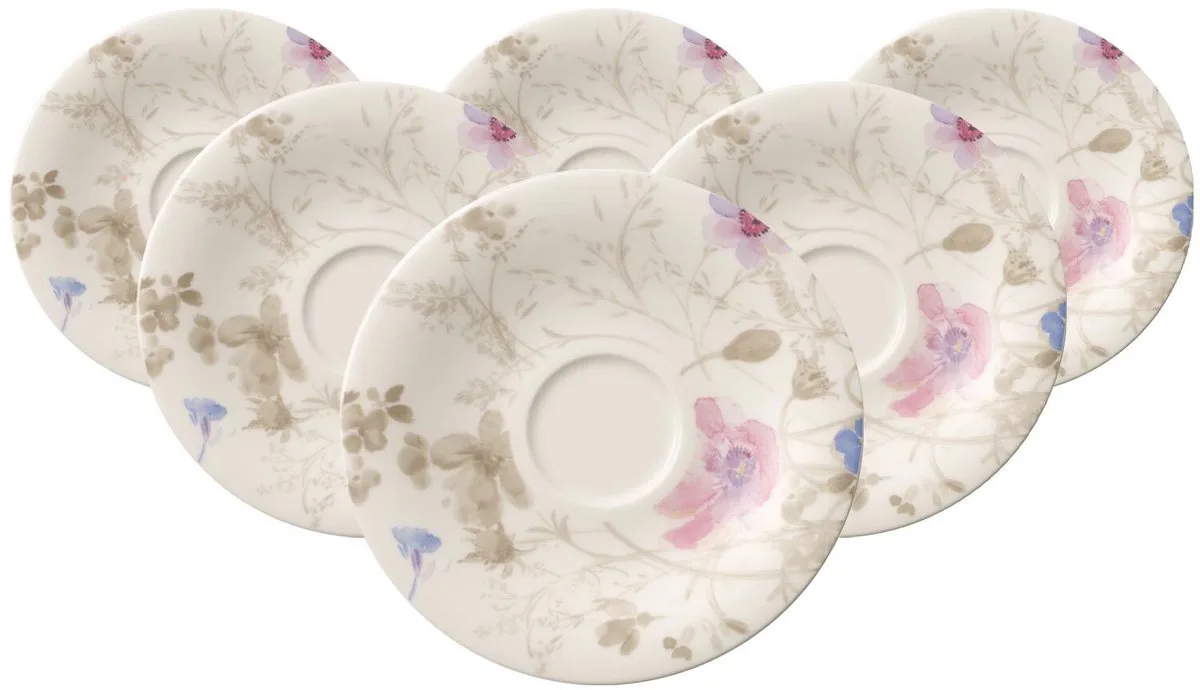 Kaffee-/Teeuntertassen Mariefleur Gris Basic ø 16,7 cm Set van 6 de Villeroy & Boch en Gekleurd – photo du produit