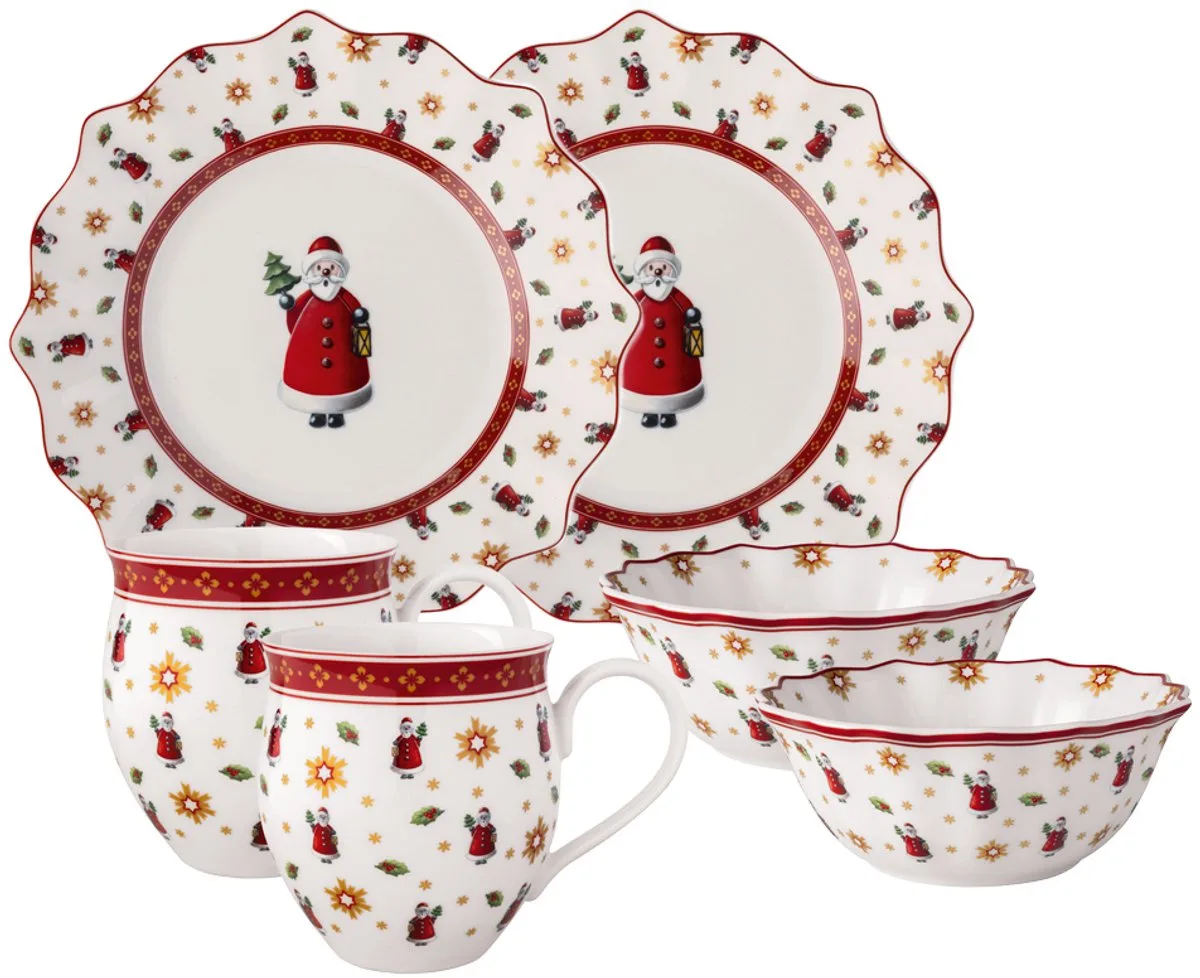 Kerst ontbijtservies voor 2 personen - 6-deluxe set met borden, kommen en mokken in feestelijke uitvoering från Villeroy & Boch i Flerfärgad – produktbild