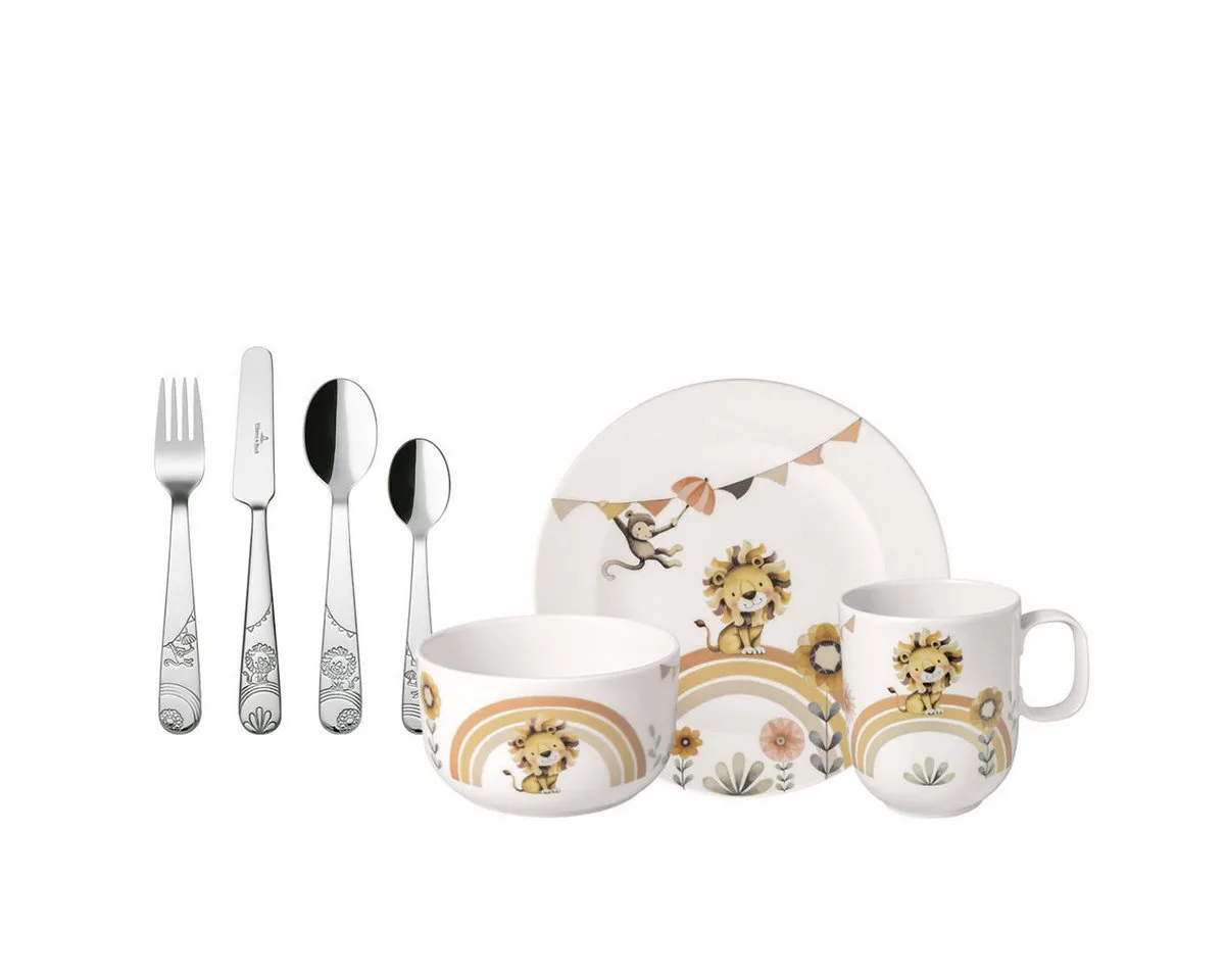 Kindergeschirr-Set Roar like a Lion, Porzellan, 7-tlg. von Villeroy & Boch in Mehrfarbig – Produktfoto