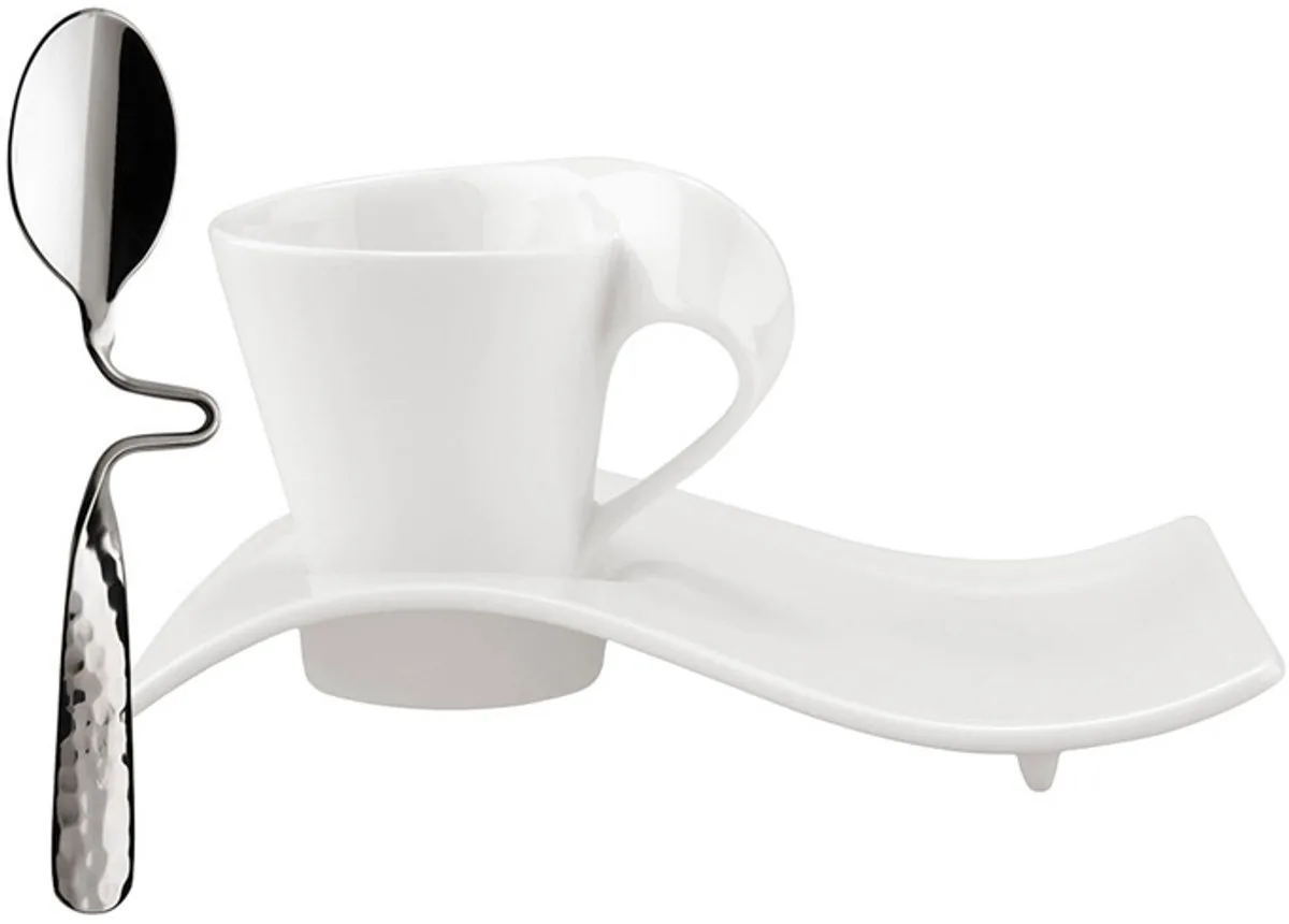 New Wave Caffé espressoset - 3-delig de Villeroy & Boch en Wit-gekleurd – photo du produit