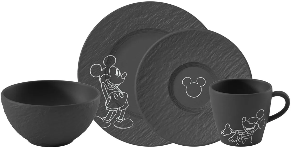 Ontbijt set Manufacture Rock – Mickey Mouse Set van 4 van Villeroy & Boch in Zwart-gekleurd – productfoto
