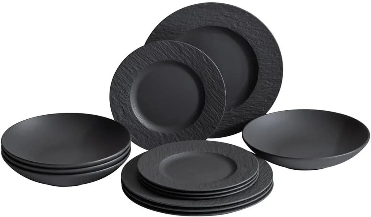 Tafelservice Manufacture Rock Set van 12 von Villeroy & Boch in Zwart-gekleurd – Produktfoto