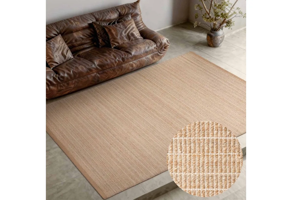 Teppich Birka, rechteckig, Höhe: 6 mm, Jute, Natur, Wohnzimmer, Esszimmer, Schlafzimmer, Flur, Modern, Boho von Villeroy & Boch in Beige – Produktfoto
