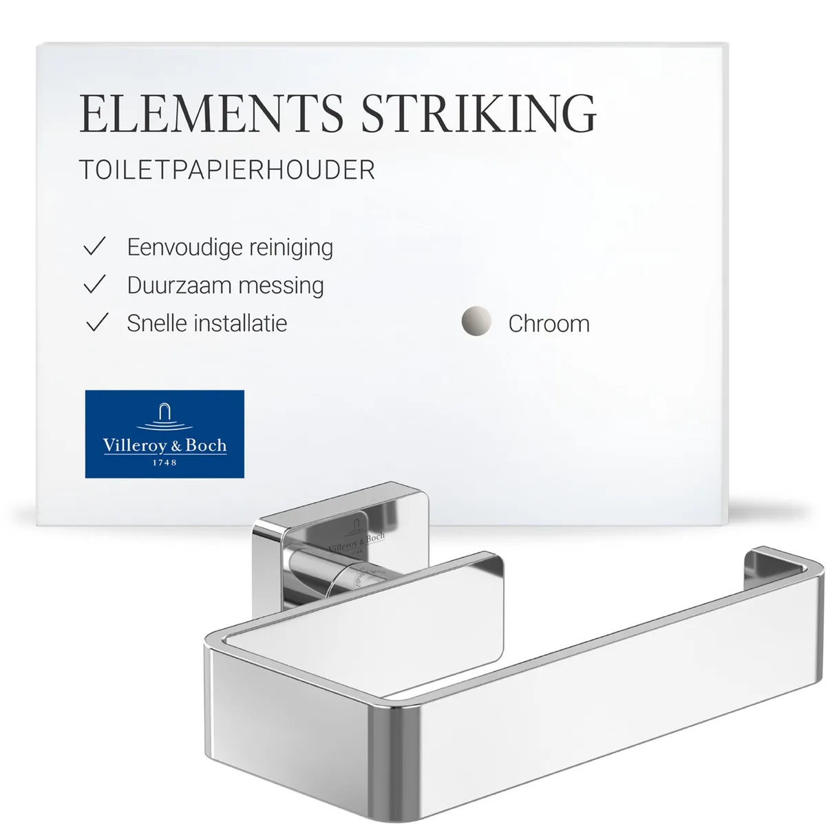 Villeroy & Boch Elements - Striking toiletrolhouder zonder klep, 135x93x45mm, TVA152014000, TVA15201400061 van Villeroy & Boch in Chroom – productfoto