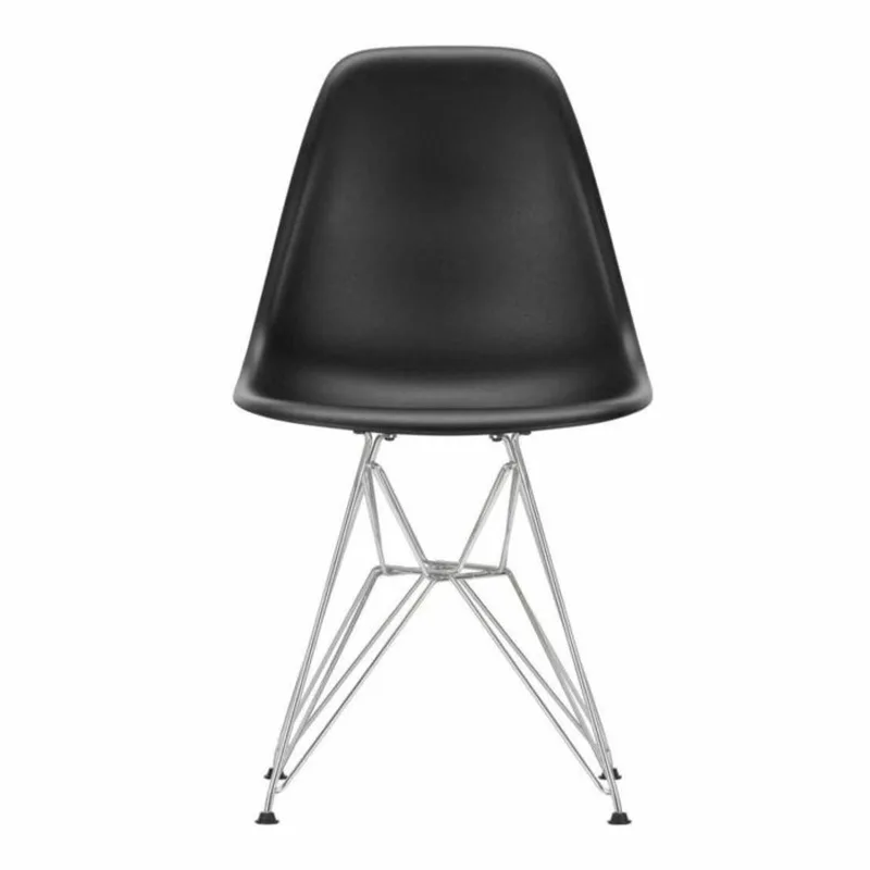 Eames DSR stoel verchroomd onderstel, Deep black by Vitra in Zwart – product photo