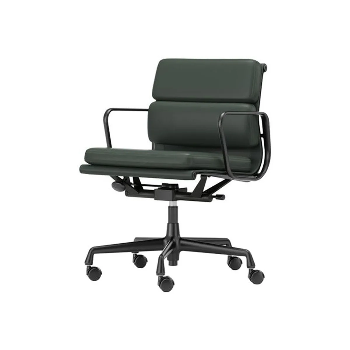 Sessel mit Rollen Soft Pad - Grün - Rindsleder - Designer Charles & Ray Eames fra Vitra – produktbillede