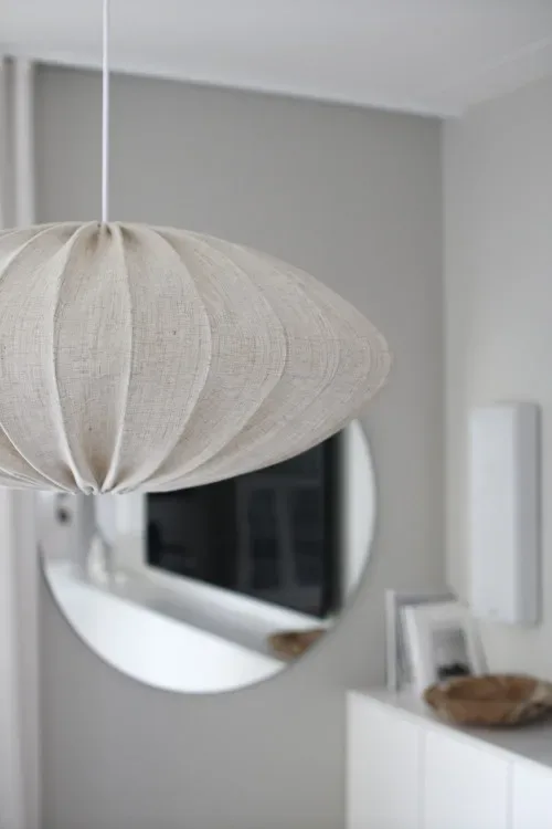 Ellipse Leuchtenschirm Leinen 80 cm Natur von Watt & Veke – Produktfoto