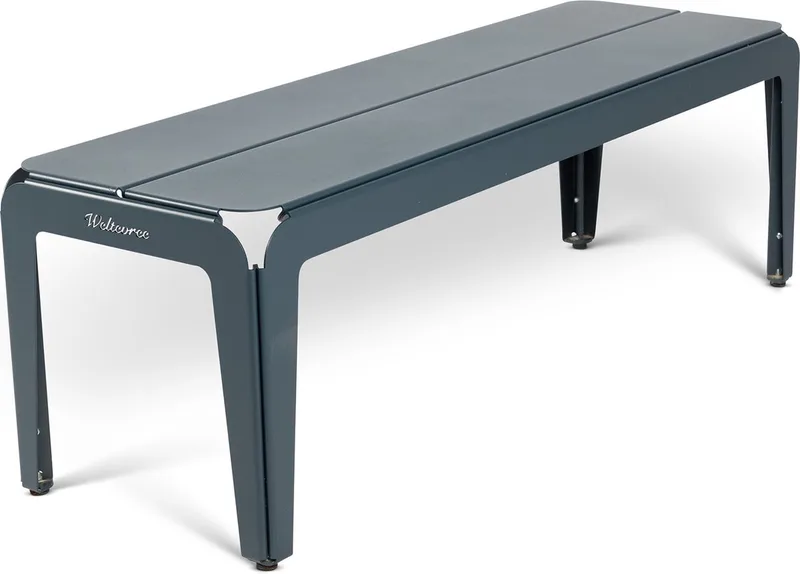 Bended Bench | Tuinbank | Buitenbank 3 Persoons | Aluminium Gepoedercoate Afwerking | Tuinmeubel | Grijsblauw RAL 5008 de Weltevree en Grijsblauw RAL 5008 – photo du produit