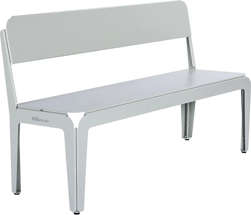 Bended Bench | Tuinbank met Rugleuning - Buitenbank 3 Persoons | Aluminium Gepoedercoate Afwerking | Tuinmeubel | Agaatgrijs RAL 7038 de Weltevree en Agaat Grijs RAL 7038 – photo du produit