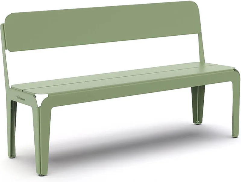 Bended Bench | Tuinbank met Rugleuning | Buitenbank 3 Persoons | Aluminium Gepoedercoate Afwerking | Tuinmeubel | Lichtgroen RAL 6021 by Weltevree in Lichtgroen RAL 6021 – product photo