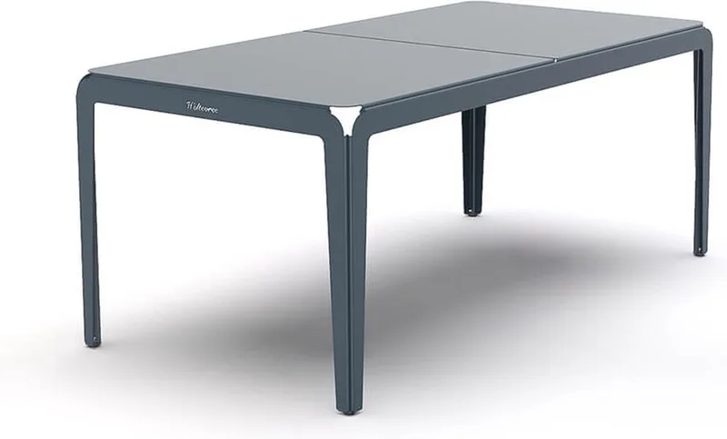 Bended Table | Aluminium Tuintafel 90 x 180 cm | Tuinmeubel, Buitentafel, Eettafel Buiten | Tuin Tafel 6 Personen | Grijsblauw van Weltevree in Grijsblauw RAL 5008 – productfoto