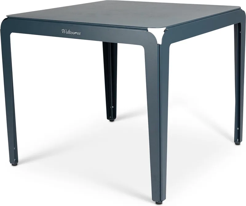 Bended Table | Aluminium Tuintafel 90 x 90 cm | Tuinmeubel, Buitentafel Vierkant, Eettafel Buiten | Tuin Tafel 4 Personen | Grijsblauw de Weltevree en Grijsblauw RAL 5008 – photo du produit