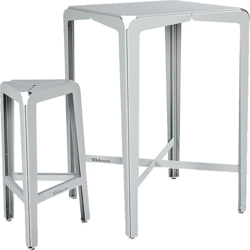 Bended Table High | Hoge Stalen Bar Tafel Buiten | Tuintafel, Bartafel | Gepoedercoat Staal | Agaatgrijs RAL 7038 från Weltevree i Grå – produktbild